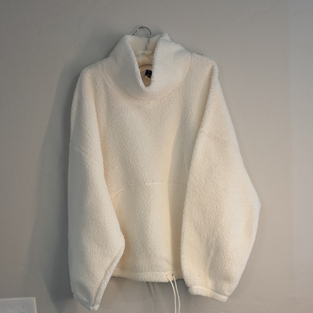 Old Navy Fleece Cowl Neck Sweater in Cream Color